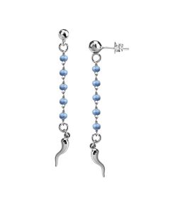 
Earrings with light blue crystals and lucky charm