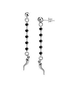 
Earrings with black crystals and lucky charm