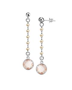 
Earrings with beige crystals and peach pendant