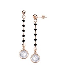 
Rosé earrings with black crystals and crystal pendant