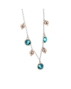 Necklace bicolor with Swarovski crystals blue zircon