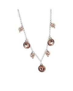 Necklace bicolor with Swarovski crystals blush roses