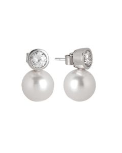 Earrings in the lobe with zircon and white pearl Swarovski