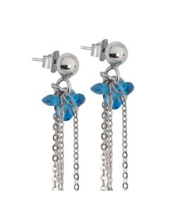 Earrings with light blue zircons pendants
