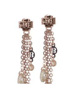 Earrings with sprigs of golden Swarovski and half-moons of zircons