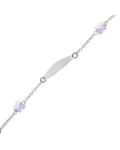 Bracelet in silver with butterflies wisteria and plate for engraving