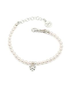 Bracelet in silver with white pearls and central star