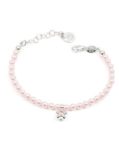 Bracelet in silver with pink pearls and central star