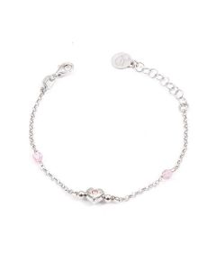 Bracelet in silver with Swarovski crystals pink and central heart