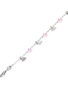 Bracciale in argento con charms e zirconi rosa
