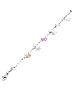 Bracelet in silver with charms and zircons multicolor