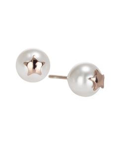 Earrings in the lobe in silver light pink with star on Pearl Swarovski