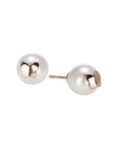 Earrings in the lobe in silver rosato with throttle on Pearl Swarovski