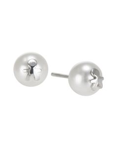 Earrings in the lobe in silver with baby on Pearl Swarovski