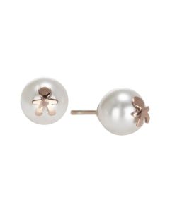 Earrings in the lobe in silver light pink with baby on Pearl Swarovski