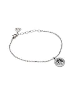 
Rhodium plated bracelet with hanging tree of life and strass