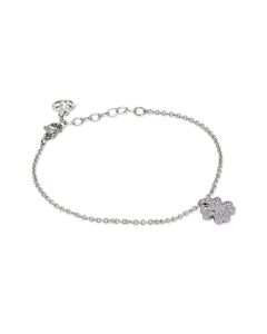 
Rhodium plated bracelet with a rosé pendant and rhinestones
