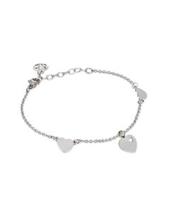 
Rhodium plated bracelet with hearts