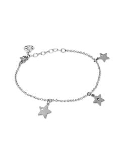 
Rhodium plated bracelet with star-shaped charms