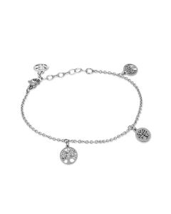 
Rhodium plated bracelet with charms in the shape of a tree of life