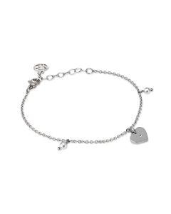 
Rhodium-plated bracelet with heart charm, zircon and Swarovski pearls