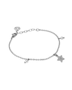 
Rhodium plated bracelet with star charm, zircon and Swarovski pearls