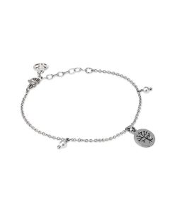 
Rhodium plated bracelet with tree of life charm, zircon and Swarovski pearls