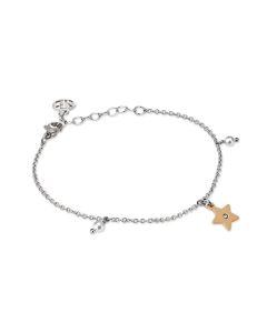 
Bracelet with rosé star charm, zircon and Swarovski pearls