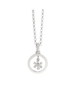 Necklace with pendant in zircons in the form of a snowflake