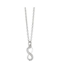 Necklace with pendant in zircons in the form of infinite