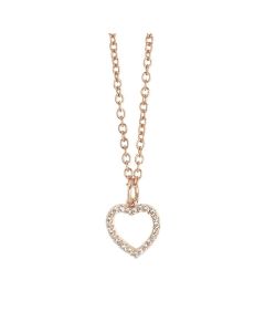 Pink necklace with heart of zircons