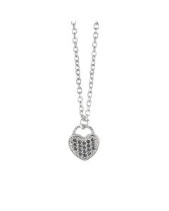 Necklace with heart of black cubic zirconia