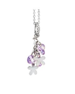 Necklace in silver with rodiati charms and zircons lavender