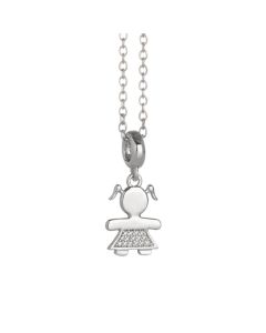 Rhodium plated necklace with bimba stylised and zircons