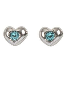 Earrings in the lobe with heart and Swarovski crystal water green