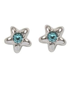 Earrings in the lobe with star and Swarovski crystal water green