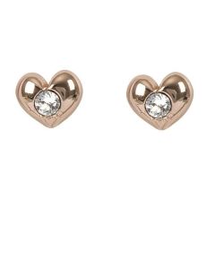 Earrings in the lobe gold plated pink with heart and Swarovski