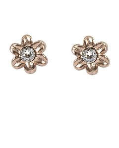 Earrings in the lobe gold plated pink with flower and Swarovski
