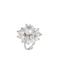 
Ring with pearls and white Swarovski crystals