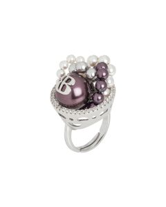 
Ring with burgundy pearls and zircons decoration