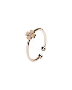 Ring Pink color with flower and zircon nestled