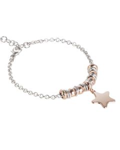 Bracelet bicolor with pendant Star Gold plated pink