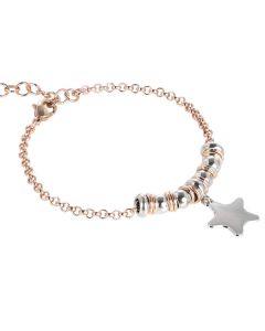 Bracelet bicolor with star rhodium plated pendant
