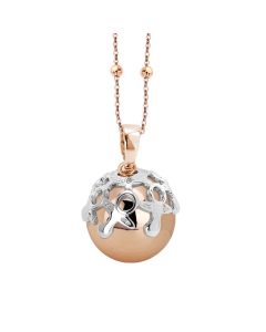
Rosé necklace with sonorous pendant and rhodium-plated cup decorated with pacifiers