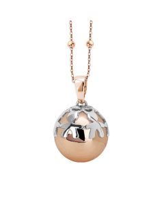 
Rosé necklace with sonorous pendant and rhodium-plated cup decorated with children