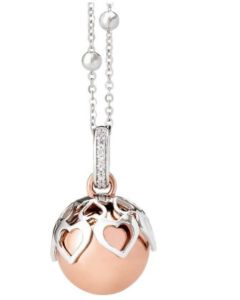 Necklace with pendant sound Rosato, hearts and zircons