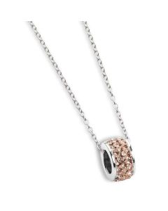 Necklace with passing in rhinestones champagne