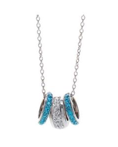 Necklace in steel with passing in pavÃ¨ strass whites and blues