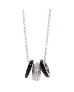 Necklace in steel with passing in pavÃ¨ rhinestone blacks and whites