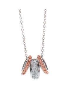 Necklace in steel with passing in pavÃ¨ white strass and fisheries